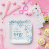 Blue Winter Onederland Party Plates Papieren Bordje (Feest)