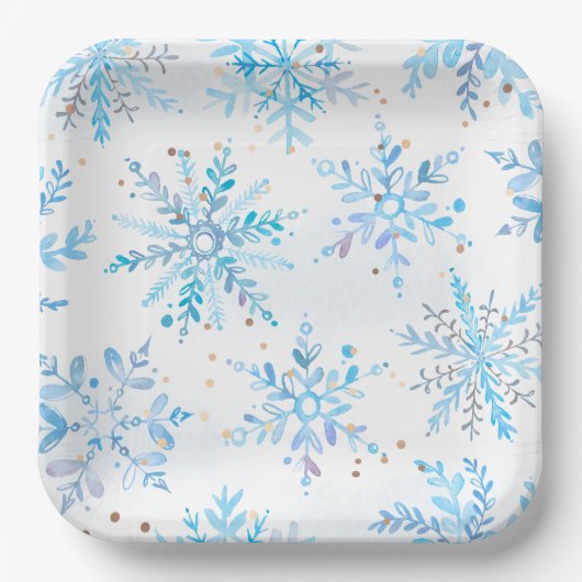 Blue Winter Onederland Party Plates Papieren Bordje (Voorkant)