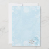 Blue Winter Onederland Verjaardagsfeestje Uitnodig Kaart (Achterkant)