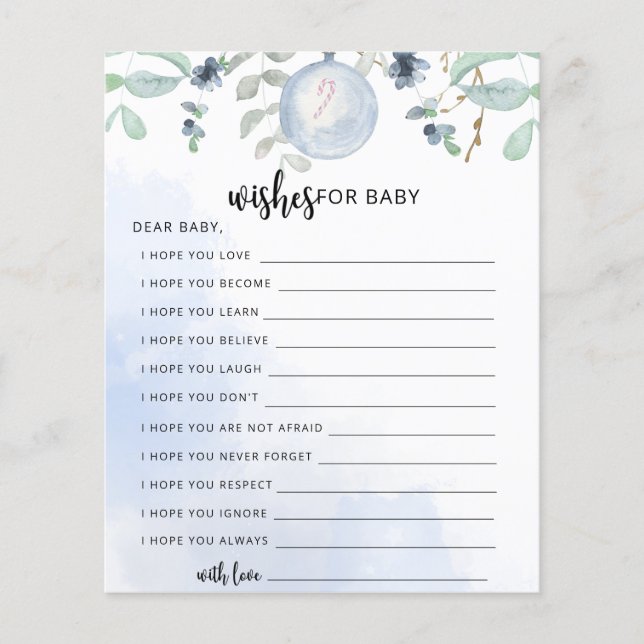 Blue Winter Party-game | wensen voor baby-spel (Voorkant)