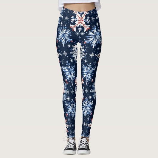 Blue Winter Pattern Leggings (Voorkant)
