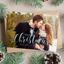 Blue Winter Pines Photo Greeting