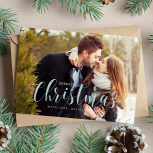 Blue Winter Pines Photo Greeting Kaart