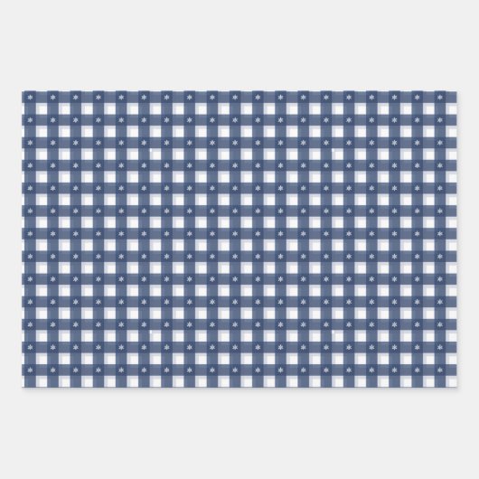 Blue Winter Plaid Assortment Inpakpapier Vel (Voorkant 3)