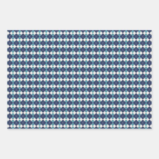 Blue Winter Plaid Assortment Inpakpapier Vel (Voorkant 2)