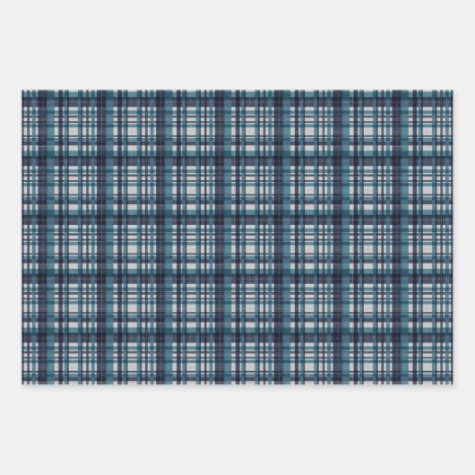 Blue Winter Plaid Assortment Inpakpapier Vel (Voorkant)