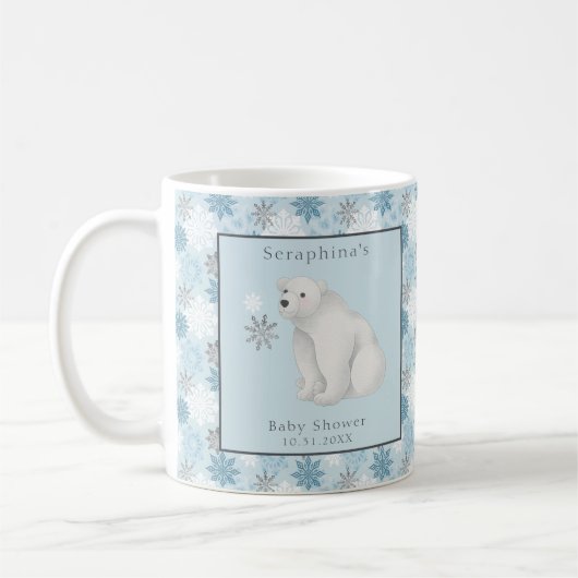 Blue Winter Polar Beer Baby shower Gift Koffiemok (Links)