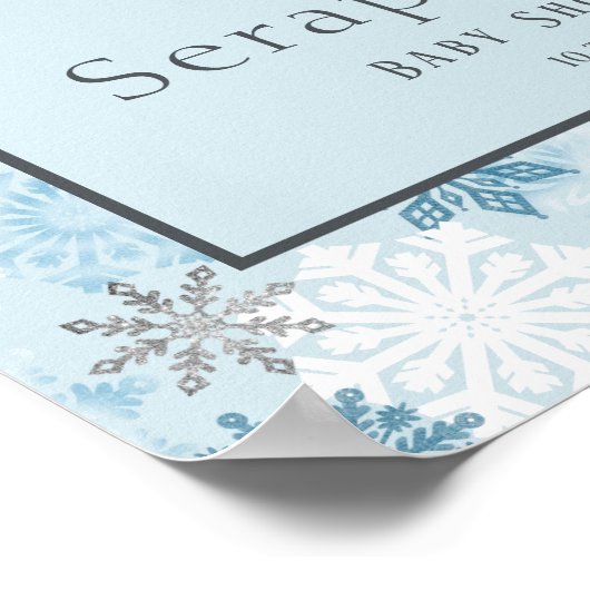 Blue Winter Polar Beer Baby shower Welkom Poster (Hoek)