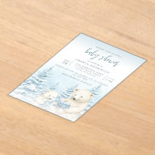 Blue Winter Polar Beer Waterverf Baby shower Acryl Uitnodigingen (Laagn)