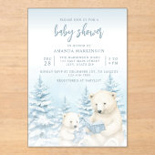 Blue Winter Polar Beer Waterverf Baby shower Acryl Uitnodigingen (Voorkant)