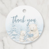 Blue Winter Polar Beer Waterverf Baby shower Bedankjes Labels (Achterkant)