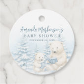 Blue Winter Polar Beer Waterverf Baby shower Bedankjes Labels (Voorkant)