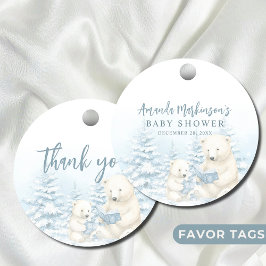 Blue Winter Polar Beer Waterverf Baby shower Bedankjes Labels