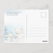 Blue Winter Polar Beer Waterverf Baby shower Briefkaart (Achterkant)