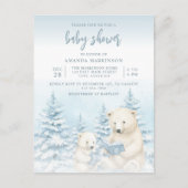 Blue Winter Polar Beer Waterverf Baby shower Briefkaart (Voorkant)