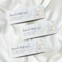 Blue Winter Polar Beer Waterverf Baby shower