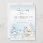 Blue Winter Polar Beer Waterverf Baby shower Kaart (Voorkant)