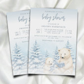 Blue Winter Polar Beer Waterverf Baby shower Kaart