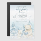 Blue Winter Polar Beer Waterverf Baby shower Magnetische Uitnodiging (Voorkant / Achterkant)