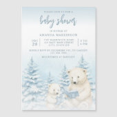 Blue Winter Polar Beer Waterverf Baby shower Magnetische Uitnodiging (Voorkant)