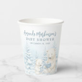 Blue Winter Polar Beer Waterverf Baby shower Papieren Bekers (Voorkant)