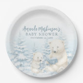 Blue Winter Polar Beer Waterverf Baby shower Papieren Bordje (Voorkant)