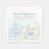 Blue Winter Polar Beer Waterverf Baby shower Servet (Voorkant)