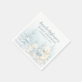 Blue Winter Polar Beer Waterverf Baby shower Servet (Hoek)