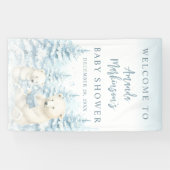 Blue Winter Polar Beer Waterverf Welkom Banner (Horizontaal)
