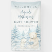 Blue Winter Polar Beer Waterverf Welkom Banner (Verticaal)