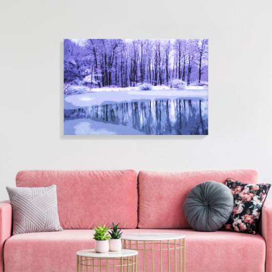 Blue Winter Pond Canvas Afdruk (Insitu (Woonkamer))
