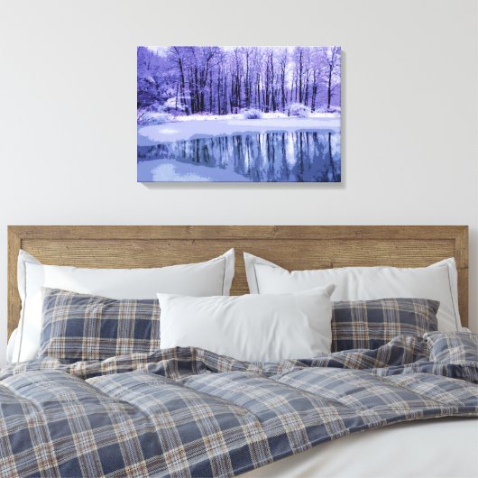 Blue Winter Pond Canvas Afdruk (Insitu (Slaapkamer))