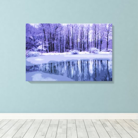 Blue Winter Pond Canvas Afdruk (Insitu (Houten vloer))