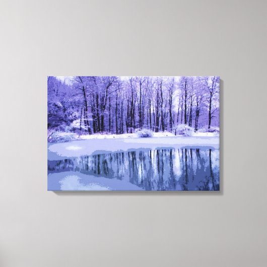 Blue Winter Pond Canvas Afdruk (Voorkant)