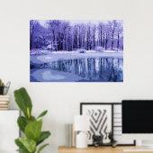 Blue Winter Pond Poster (Thuiskantoor)