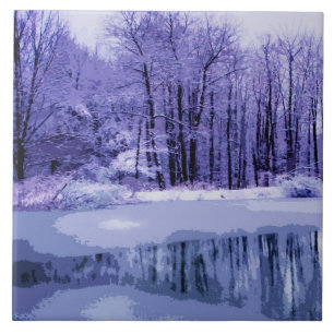 Blue Winter Pond Tegeltje