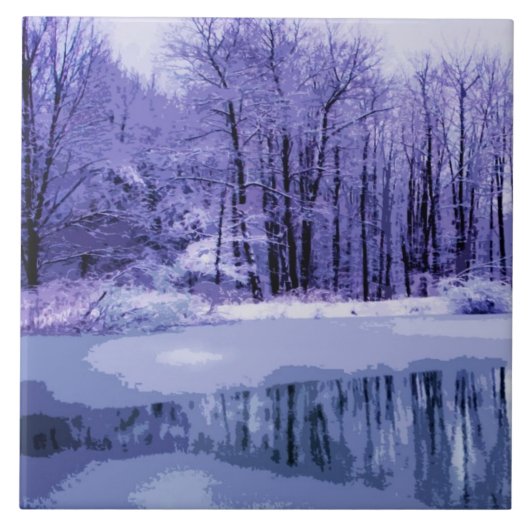 Blue Winter Pond Tegeltje (Voorkant)