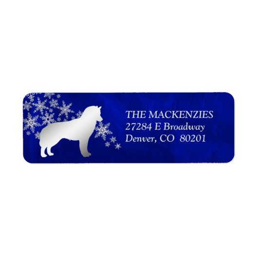 Blue Winter Siberian Husky Return Address Etiket (Voorkant)