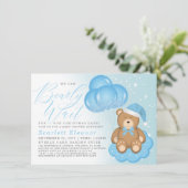 Blue Winter Slaapy Beer Balloons Boy Baby shower Kaart (Staand voorkant)