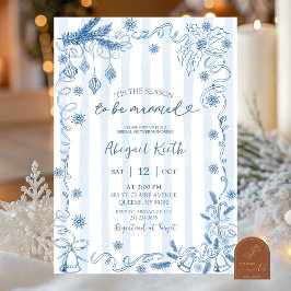 Blue Winter Snow in Love Bridal Shower Kaart