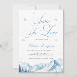 Blue Winter Snow In Love Bridal Shower Kaart