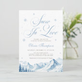 Blue Winter Snow In Love Bridal Shower Kaart (Staand voorkant)