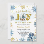 Blue Winter Snow Wereldbol Bundle of Joy Baby show Kaart (Voorkant)