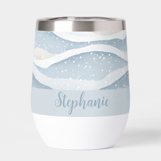 Blue Winter Snowfall Wave Personalized Pattern (Achterkant)