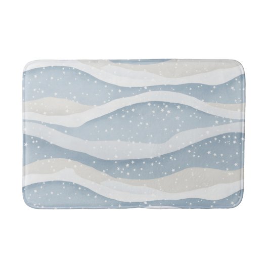 Blue Winter Snowfall Wave Personalized Pattern Badmat (Voorkant)
