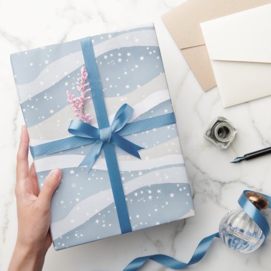 Blue Winter Snowfall Wave Personalized Pattern Cadeaupapier (Geschenken)
