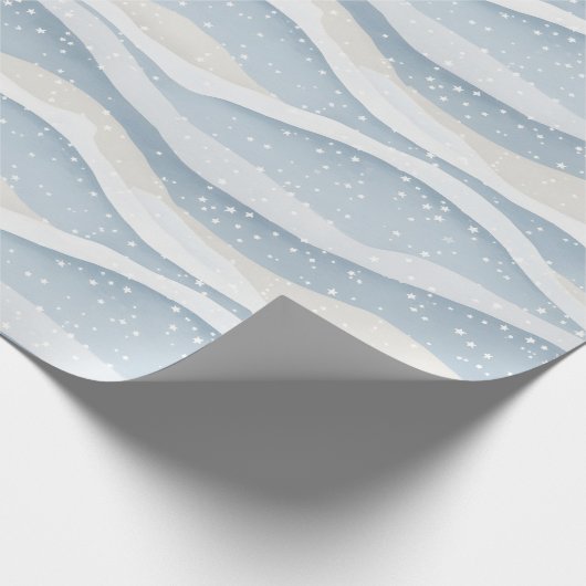 Blue Winter Snowfall Wave Personalized Pattern Cadeaupapier (Hoek)