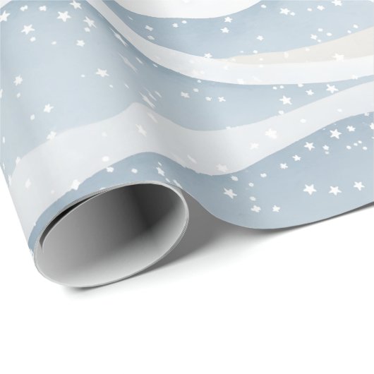 Blue Winter Snowfall Wave Personalized Pattern Cadeaupapier (Rol Hoek)