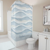 Blue Winter Snowfall Wave Personalized Pattern Douchegordijn (In situ)