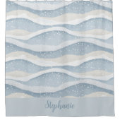 Blue Winter Snowfall Wave Personalized Pattern Douchegordijn (Voorkant)